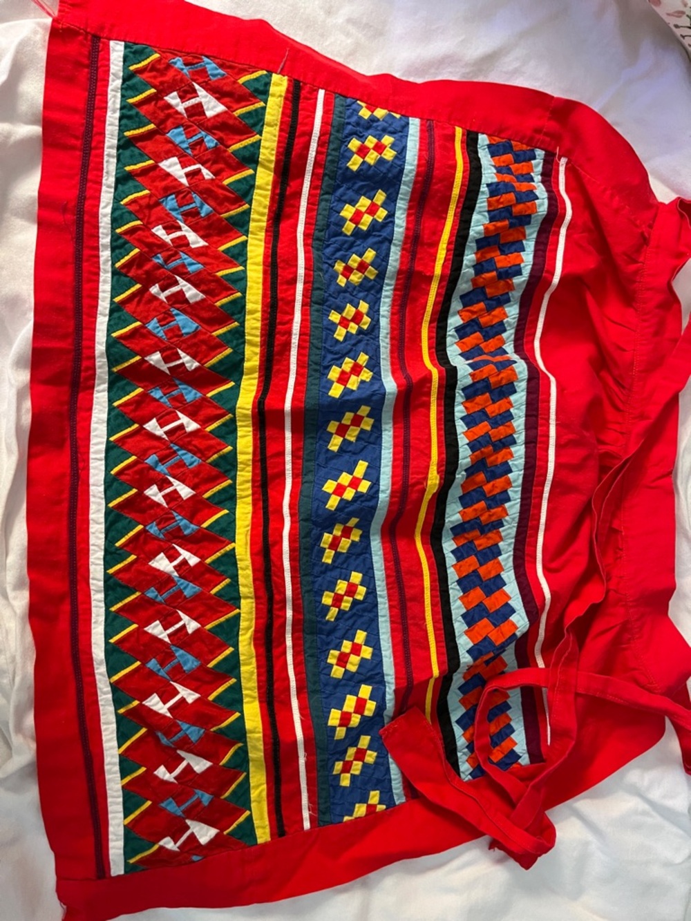 Bright Red Vintage Quilted Apron